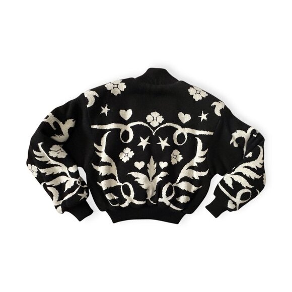 Hayley Menzies Black Belle Starr Jacquard Bomber Jacket, Size L - Picture 7 of 16